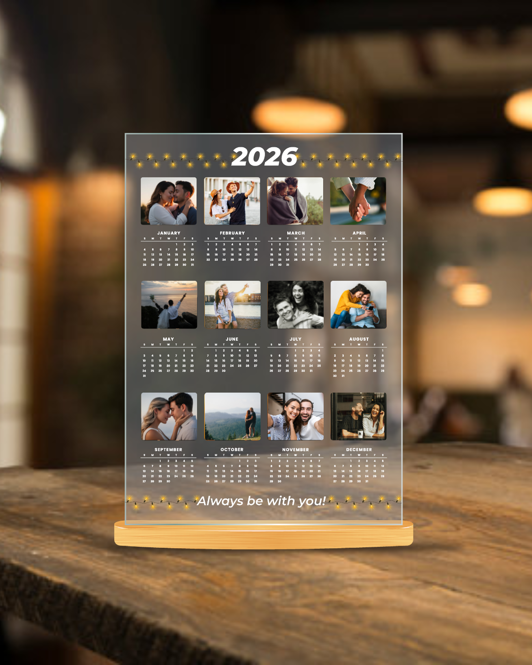 2026 Personalised Acrylic Photo Calendar – Valentine’s Gift