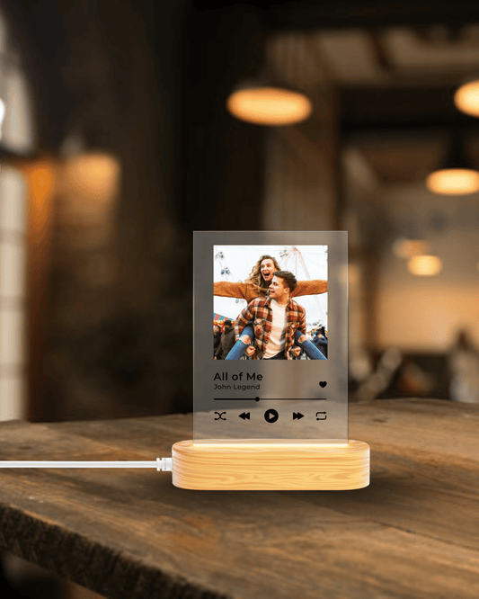 Personalised Spotify Plaque UK | Custom Song Acrylic Gift with LED Base